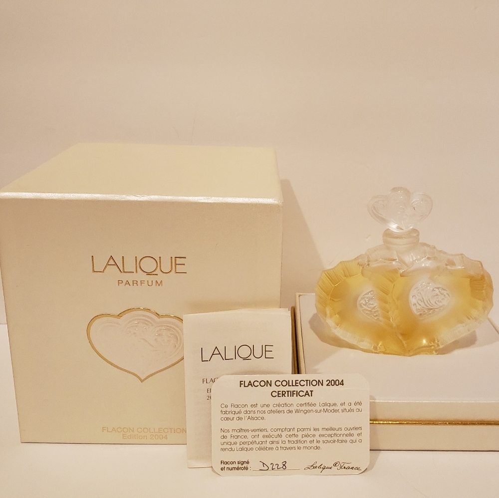 💖Authentic LALIQUE DEUX COEURS Crystal Limited Edition Hearts perfume Flacon